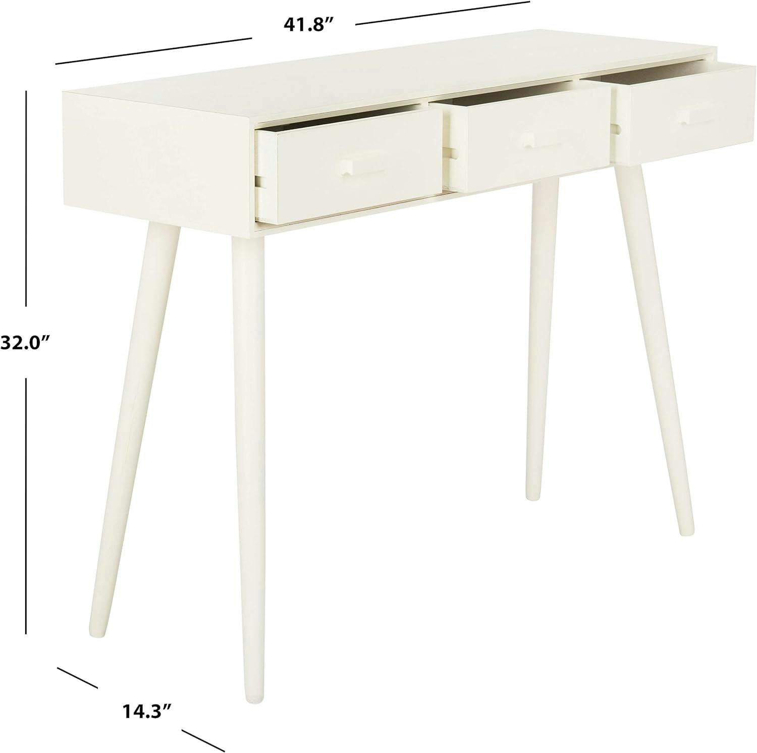 Elegant Transitional White Mirrored 3-Drawer Console Table