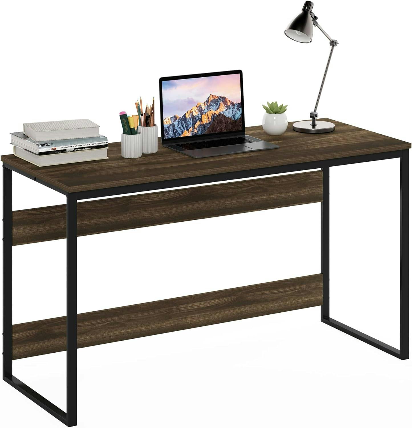 Columbia Walnut and Metal 52'' Wide Modern Study Desk