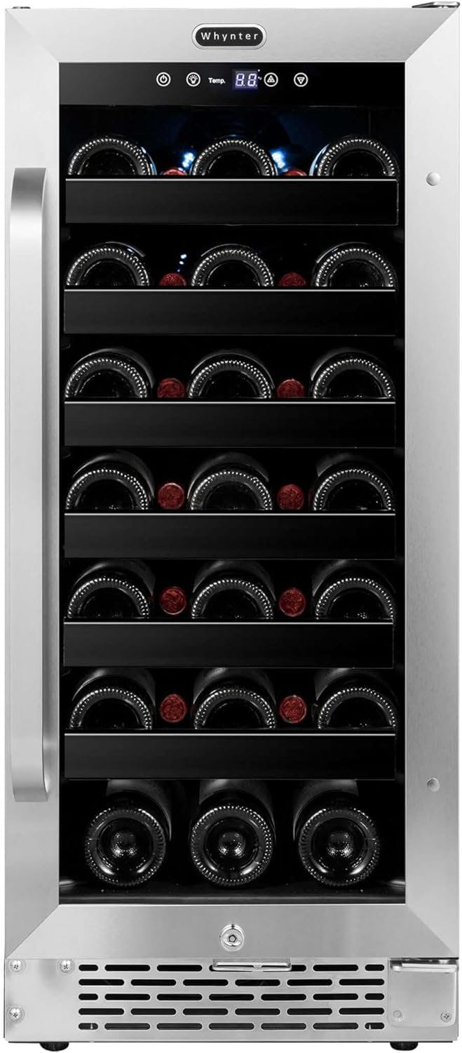 Whynter 15'' Stainless Steel 33-Bottle Single Zone Wine Refrigerator