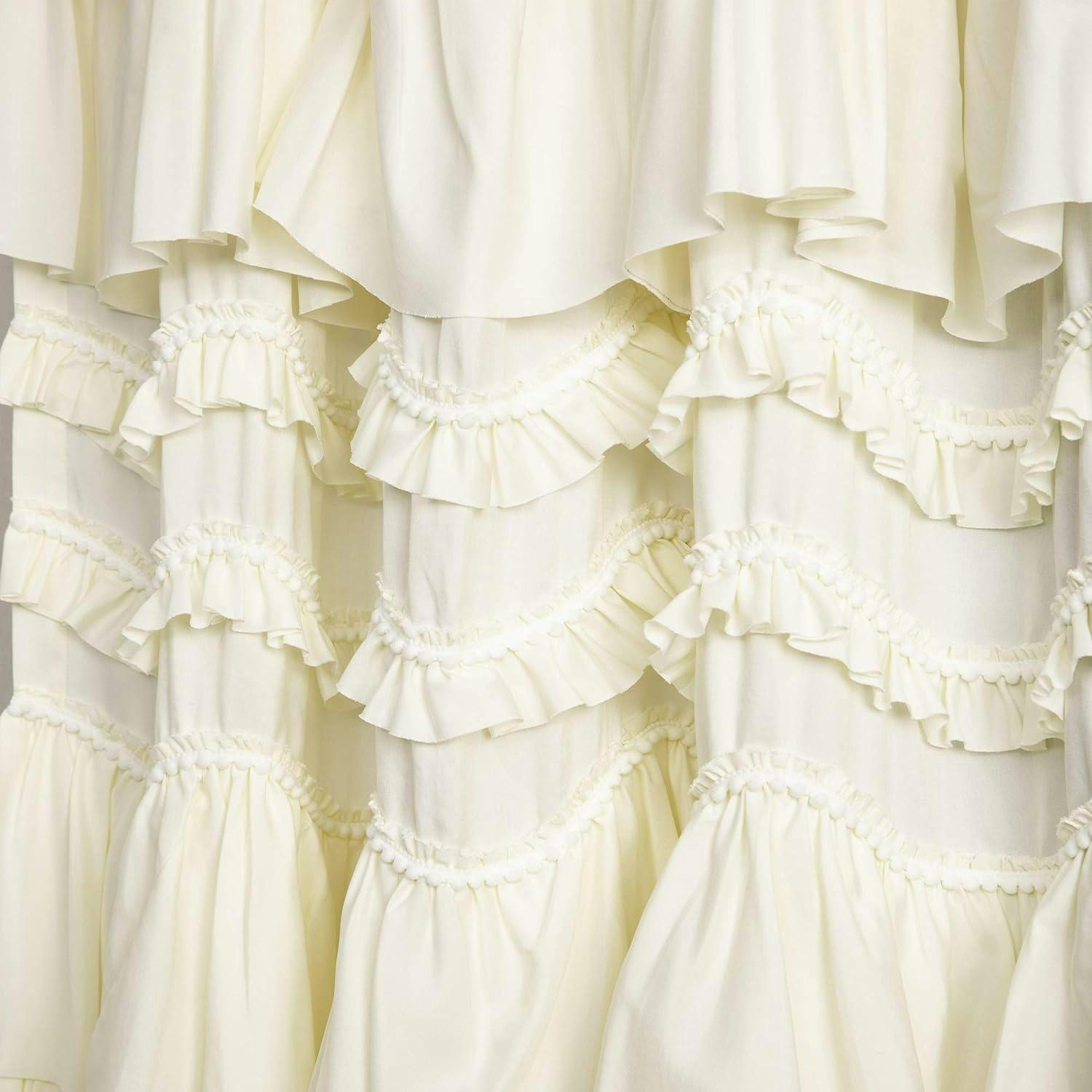 Elegant Ivory Ruffled Polyester Window Curtain 52"Wx84"L