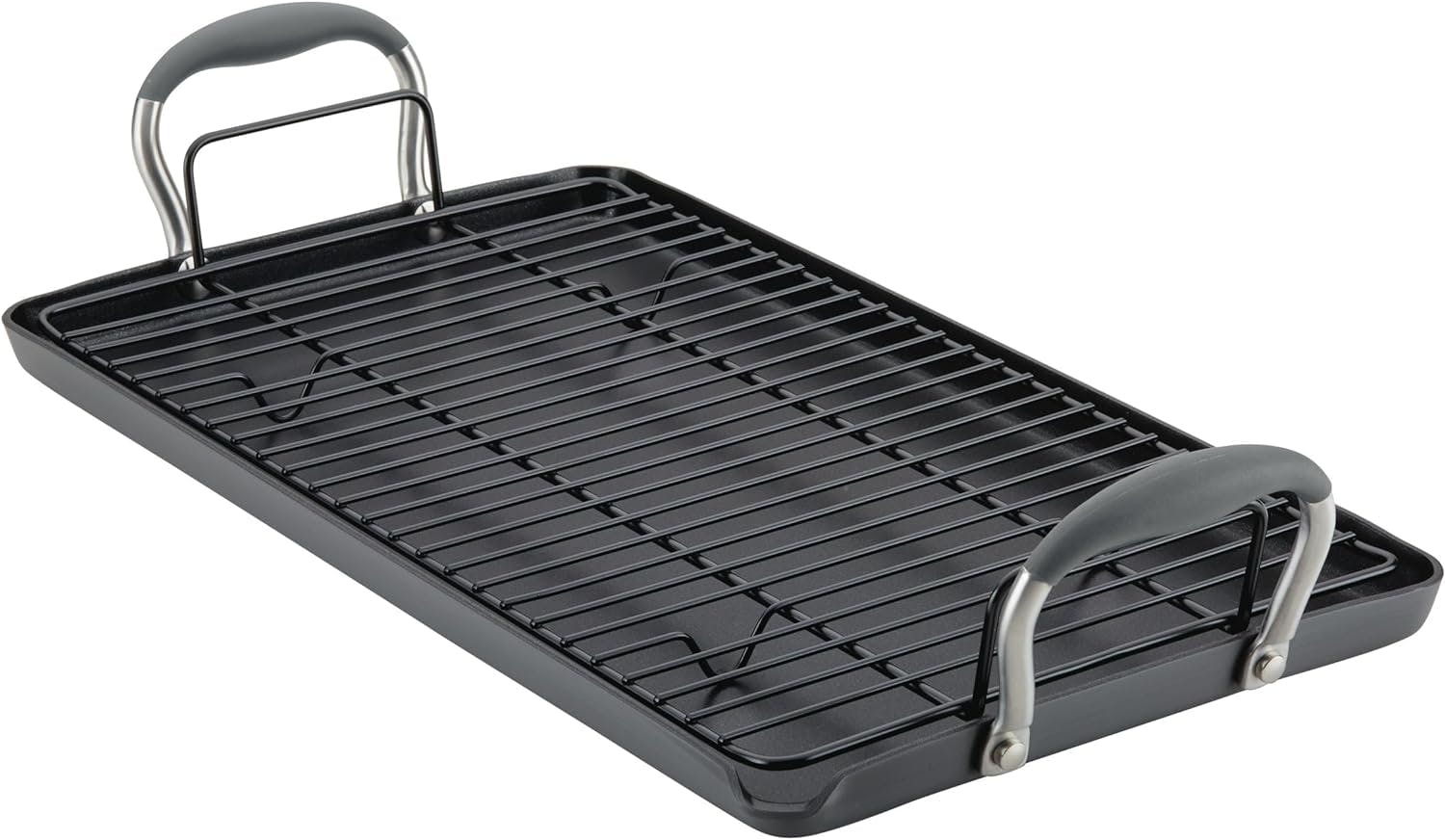 Advanced Home 10"x18" Moonstone Hard-Anodized Double Burner Griddle
