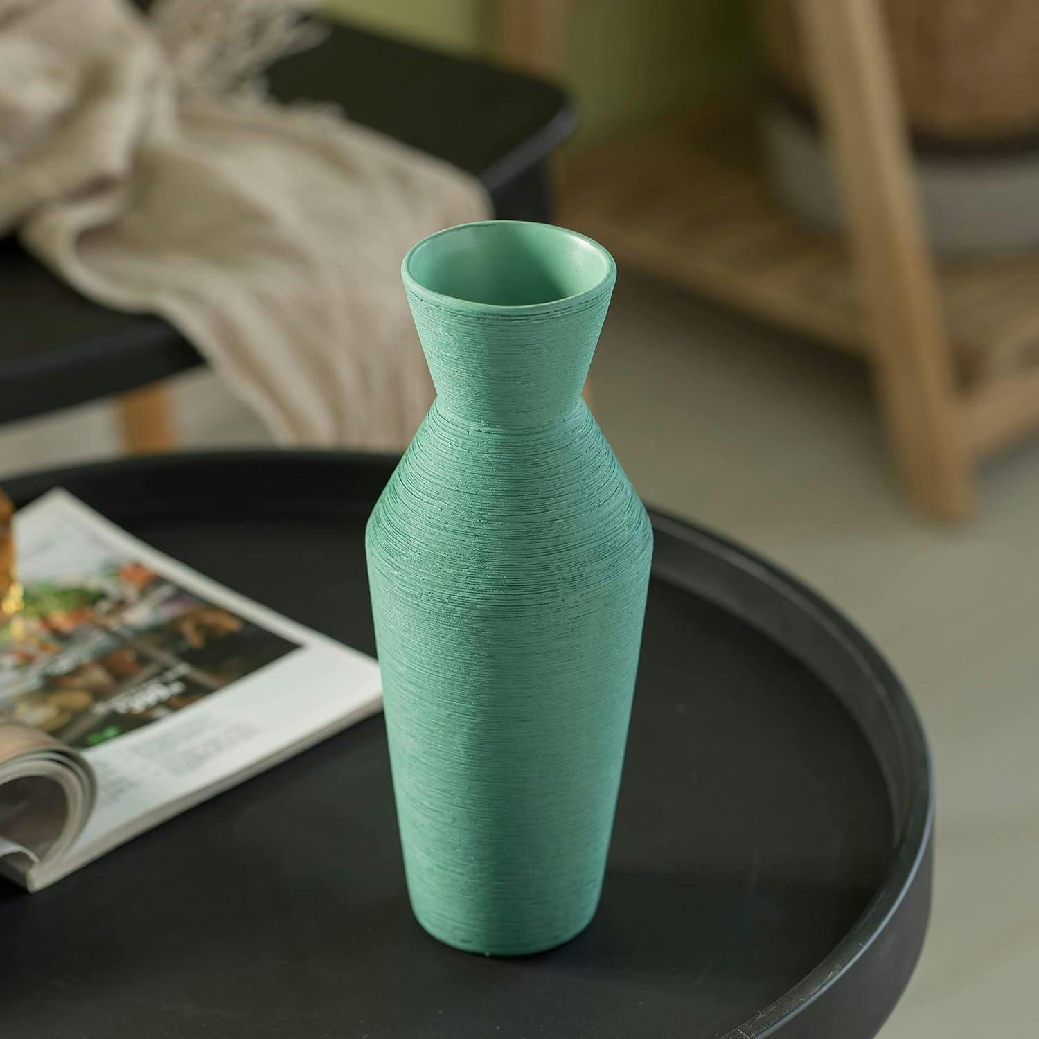 Elegant Green Ceramic 11" Decorative Table Vase