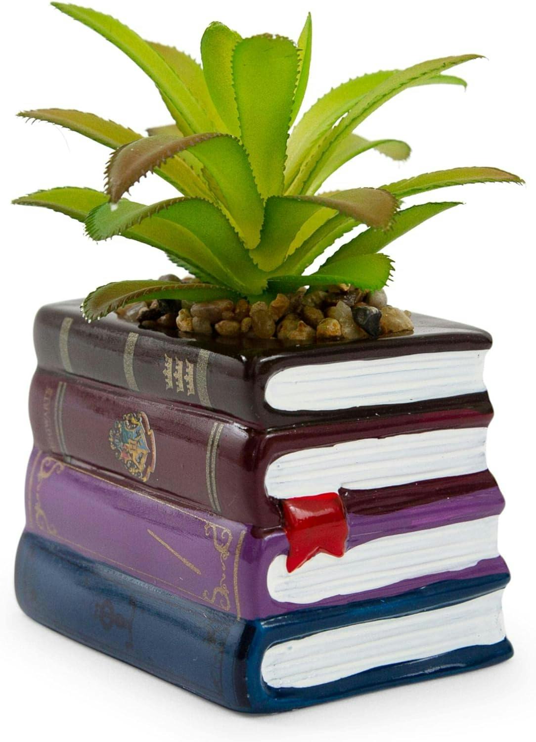 Enchanted Hogwarts Book Stack 3" Ceramic Planter with Faux Succulent