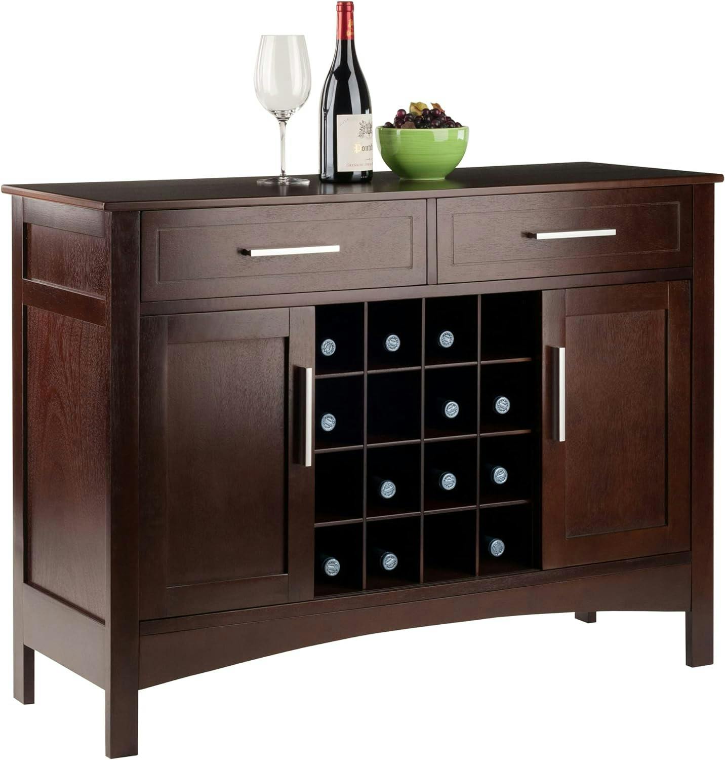 Winsome Transitional Cappuccino Brown Wood Buffet Sideboard
