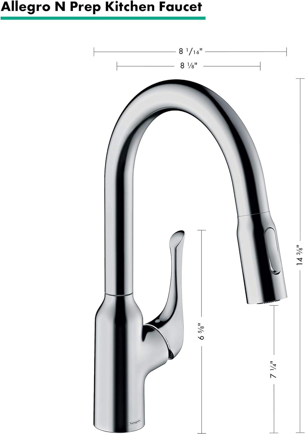 Modern 14'' Stainless Steel Optik Kitchen Faucet with Pull-Out Spray
