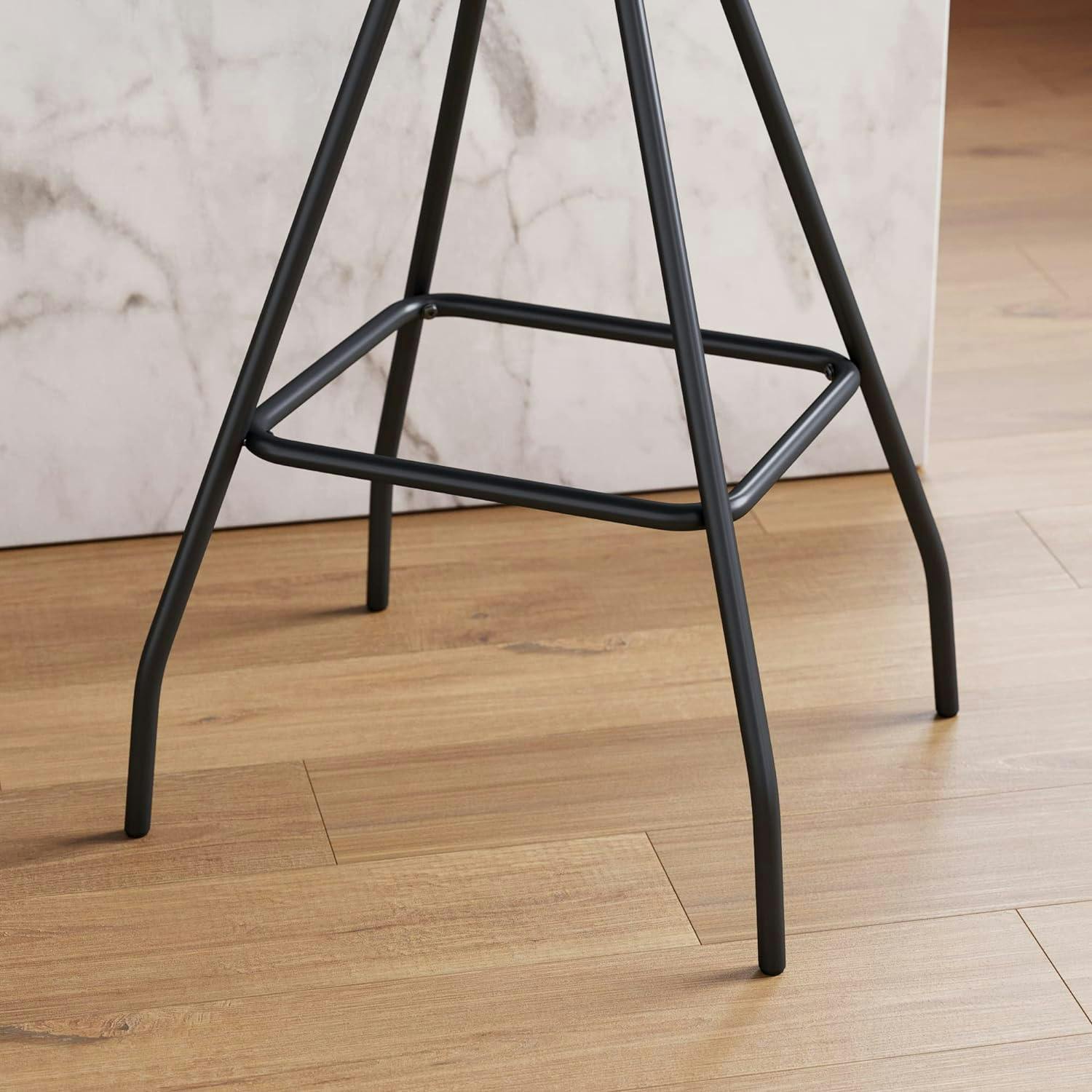 Dominique 30" Industrial Saddle Leather and Metal Bar Stool, Brown/Black