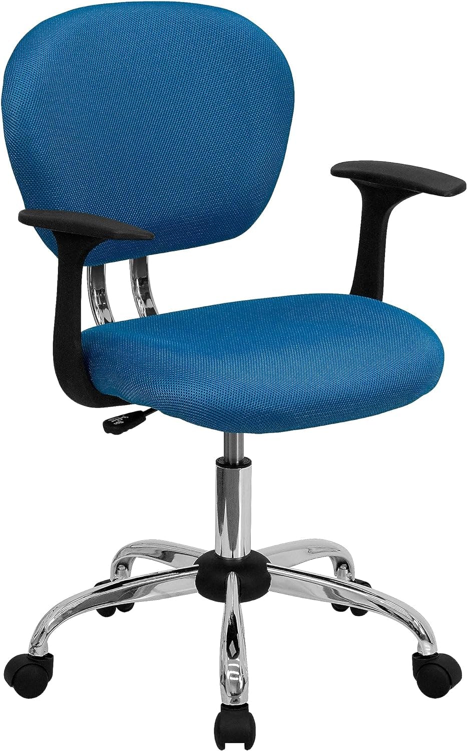 Turquoise Mid-Back Mesh Swivel Task Chair with Chrome Base