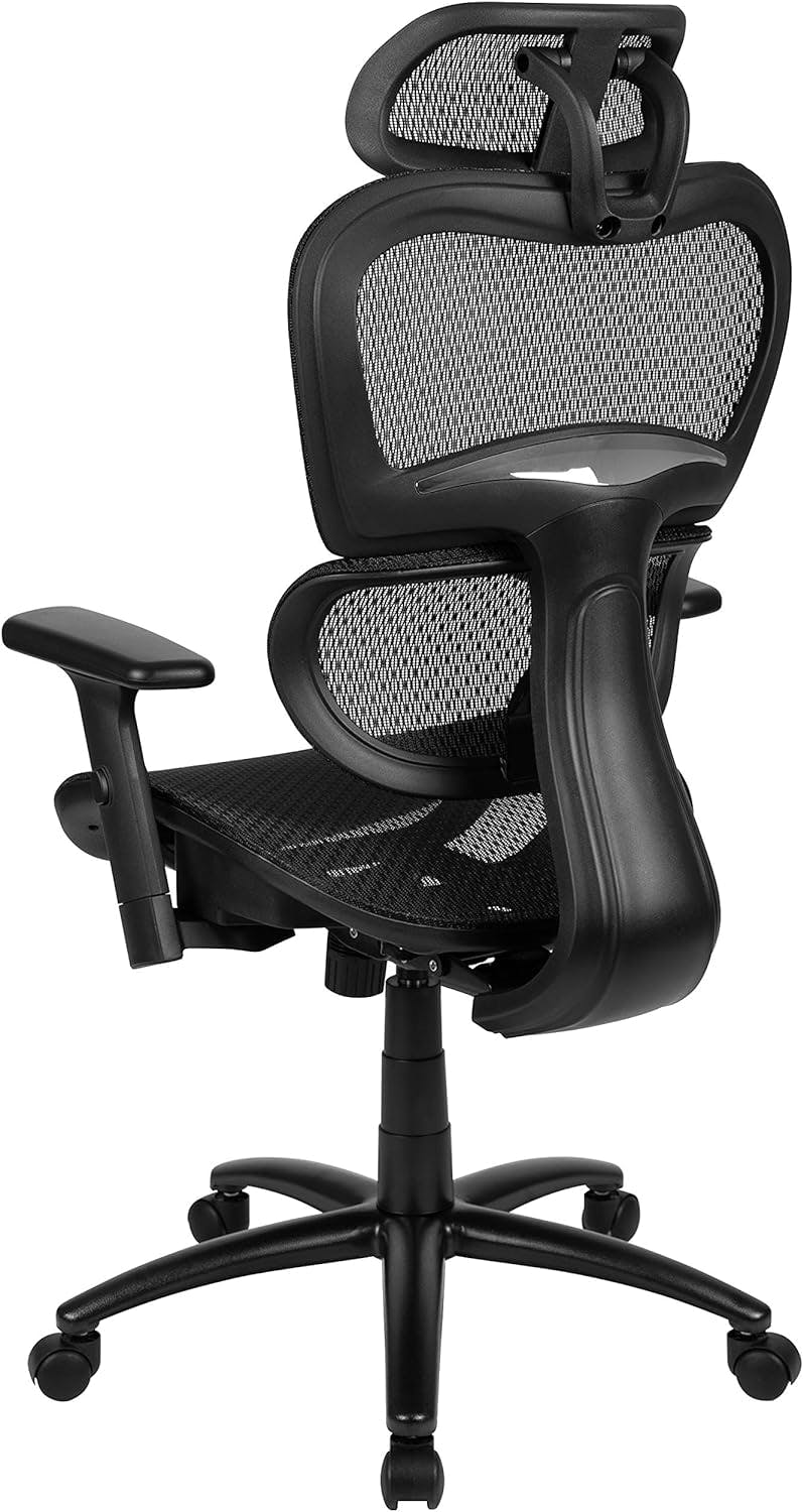 Ergonomic High-Back Swivel Task Chair with Adjustable Arms in Black