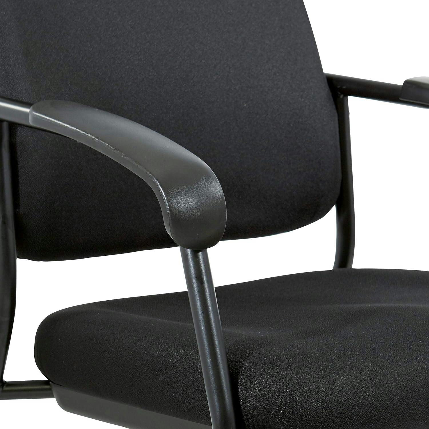 Ergonomic Black Fabric Office Chair with Metal Finish and Padded Armrests