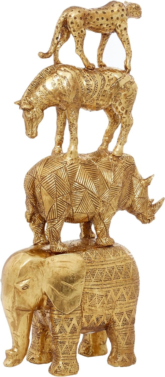 Elegant Gold Resin Elephant Sculpture 24" Decor Accent