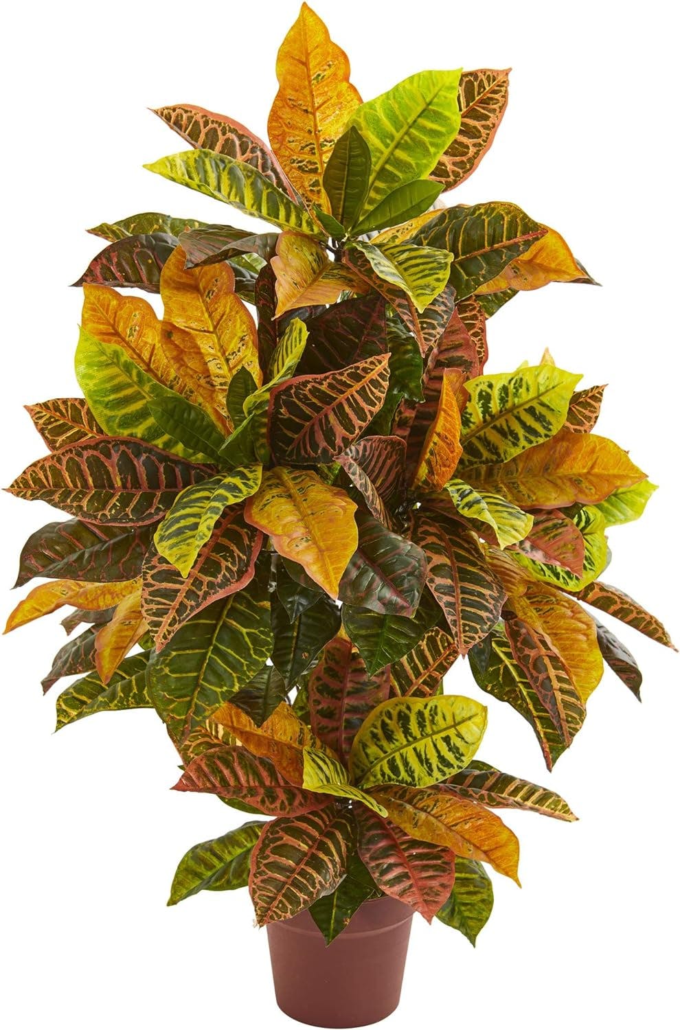 Sunset Serenity 37" Silk Croton Outdoor Potted Arrangement