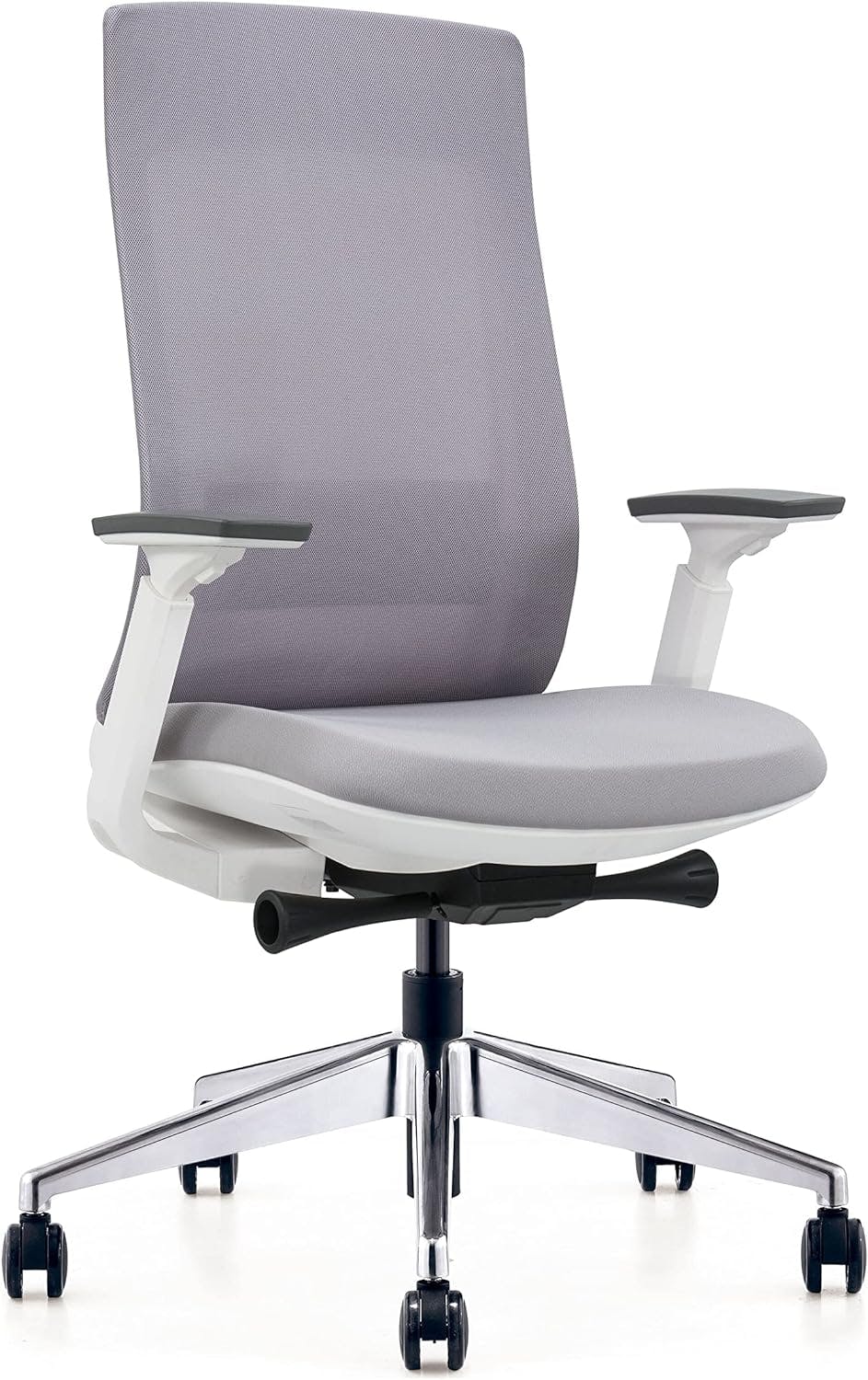 Elevate White Frame Gray Mesh High Back Executive Office Chair
