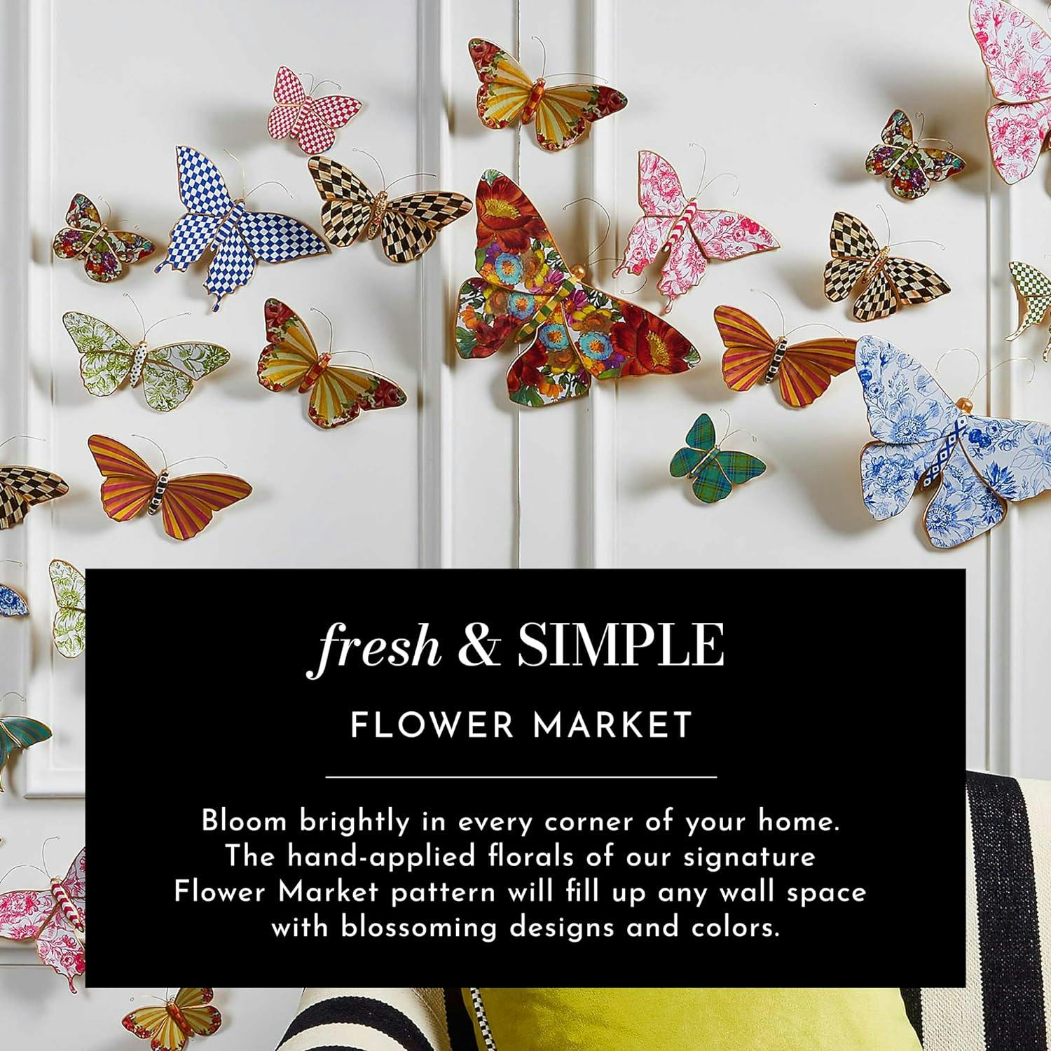 Floral Market Gold-Edged Butterfly Wall Art in Resin