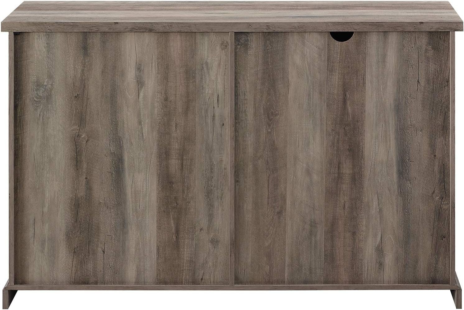 Grey Wash Modern Farmhouse 56" Wood Sliding Door Sideboard