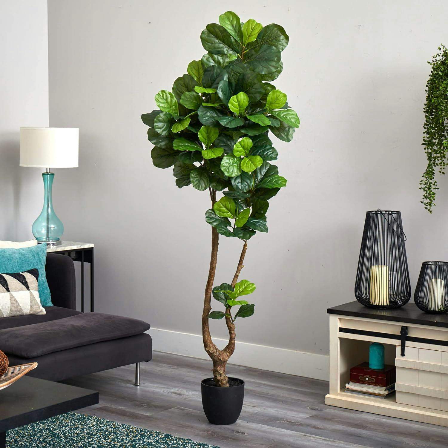 Lush Greenery 78'' Real-Touch Fiddle Leaf in Pot