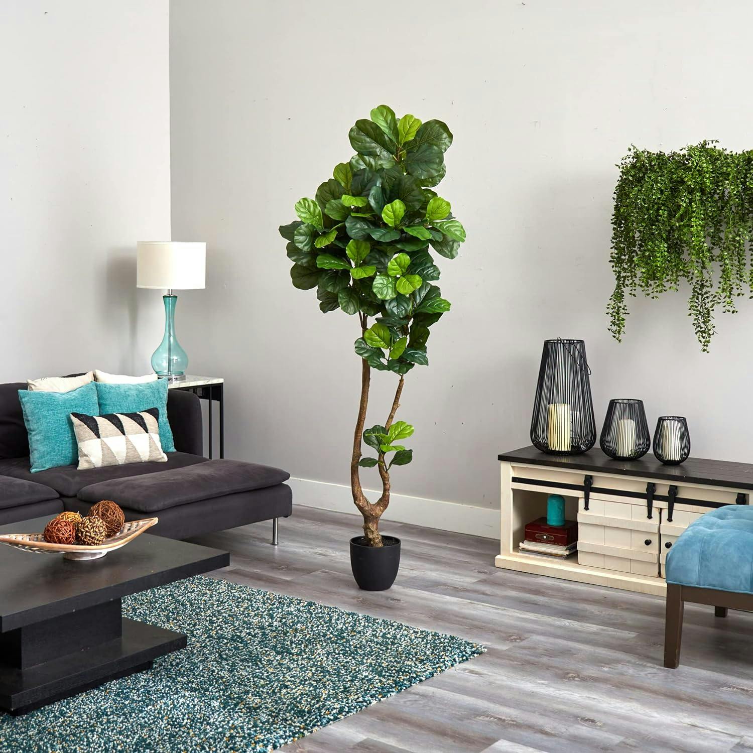 Lush Greenery 78'' Real-Touch Fiddle Leaf in Pot