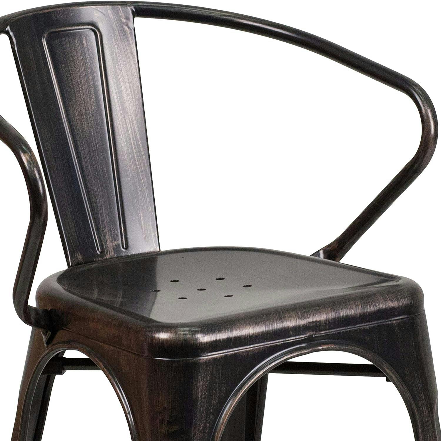 Luna Vintage Black-Antique Gold Steel Stackable Dining Chair