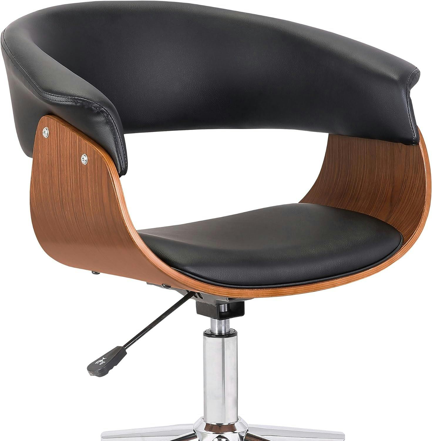 Bellevue Mid-Century Black Faux Leather Swivel Office Chair