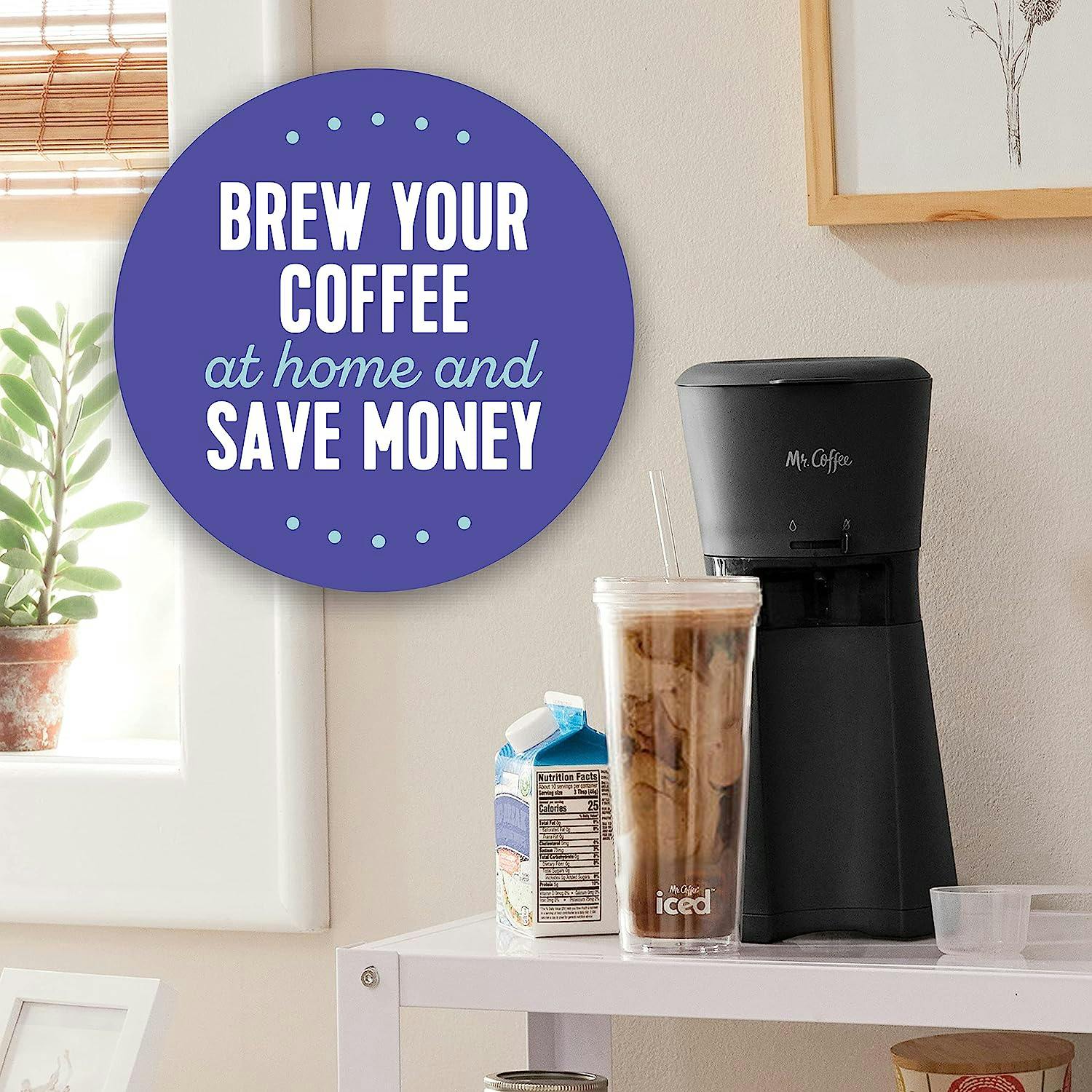 Sleek Black Programmable Iced Coffee Maker with Reusable Filter