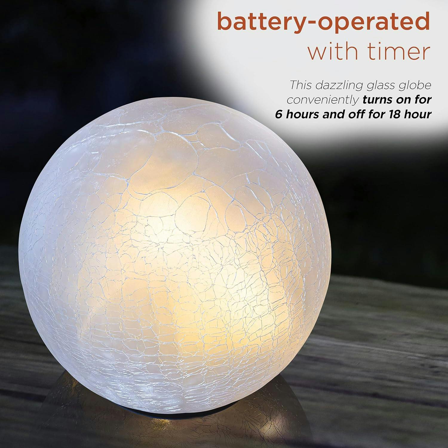 Luminous 7" White Glass LED Gazing Globe for Indoor/Outdoor Decor