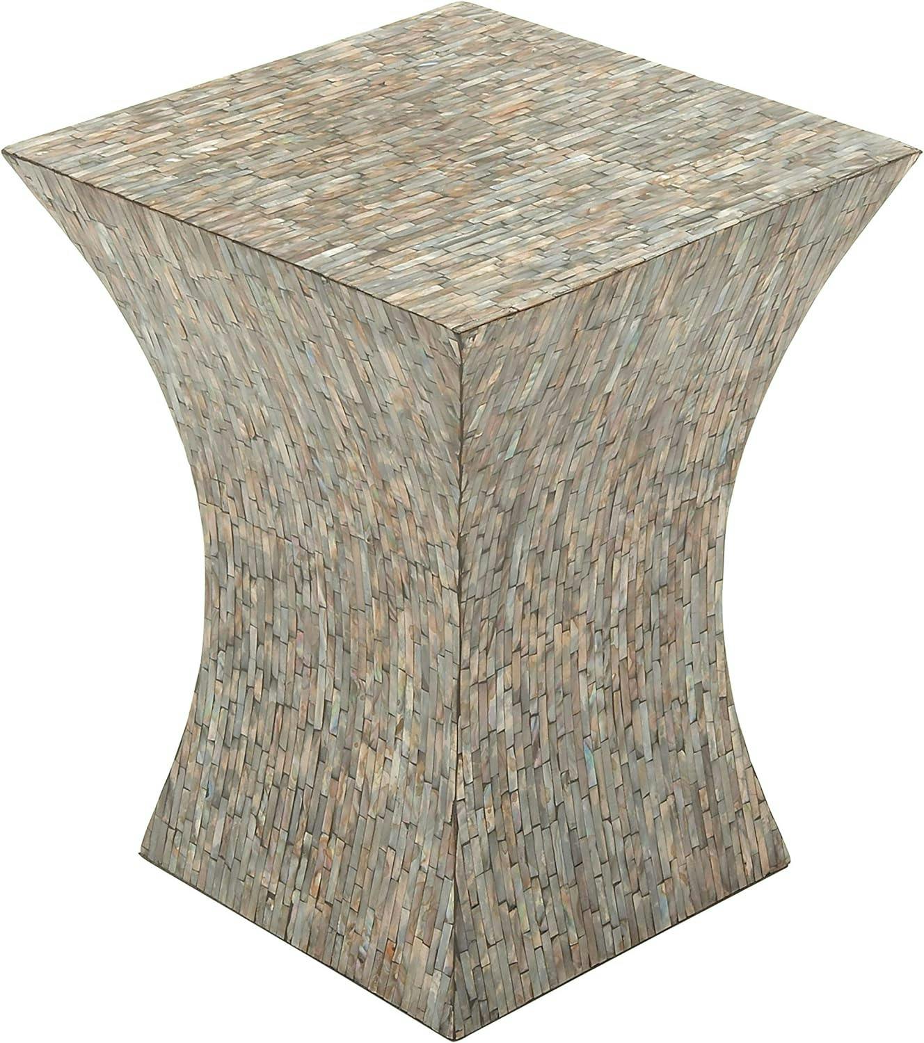 Pearl Inlay Hourglass Accent Table 15"x19" - Multicolor