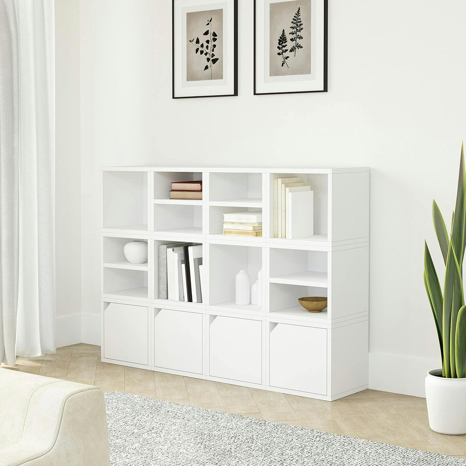 Modular Connect White Storage Cube with Door and Shelf