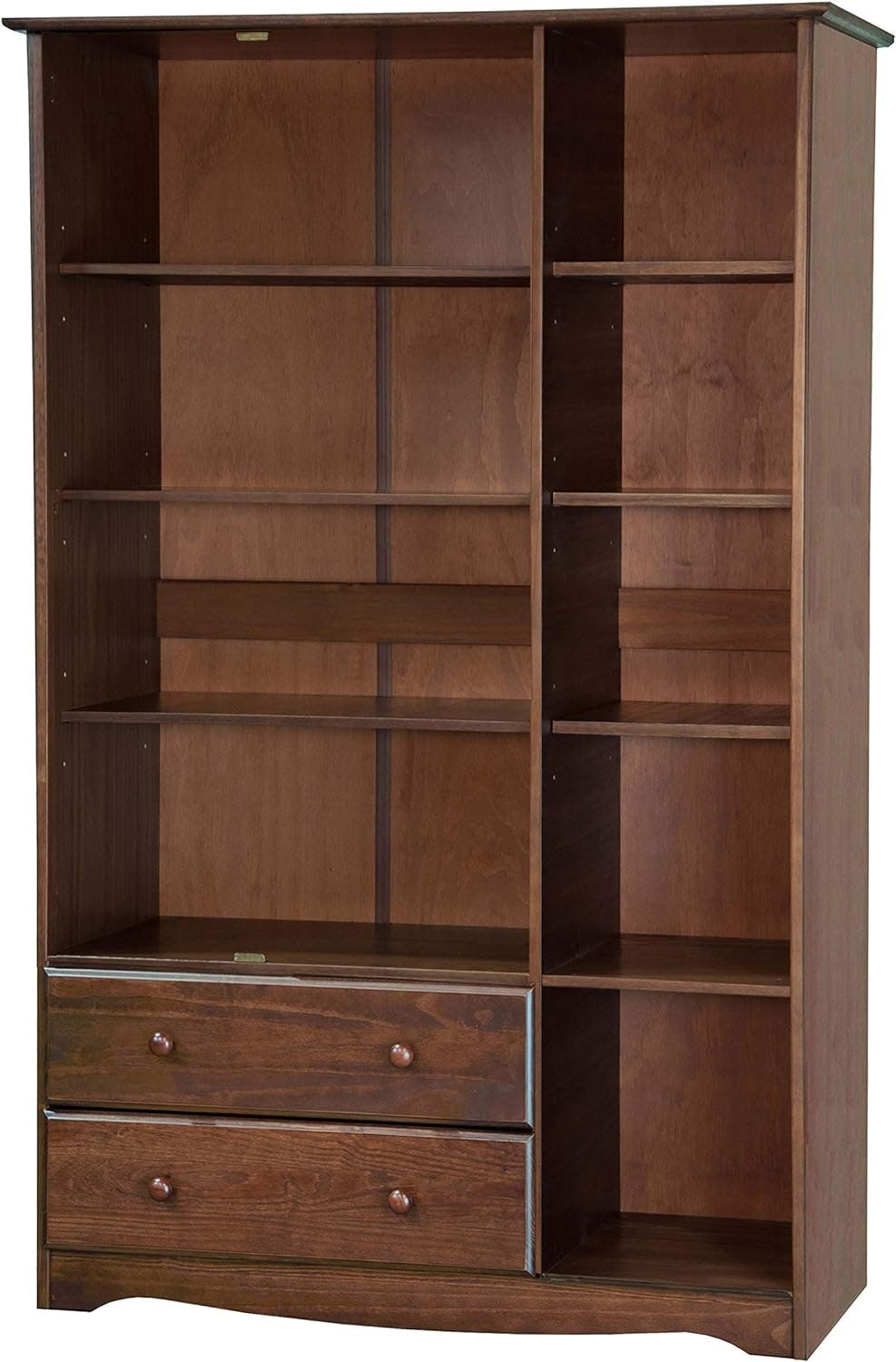 Eco-Friendly Mocha Solid Wood Transitional Grand Wardrobe with Shelves and Drawers