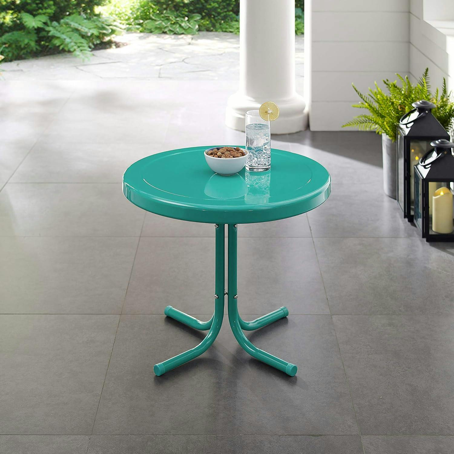 Retro Griffith Turquoise Steel Outdoor Side Table