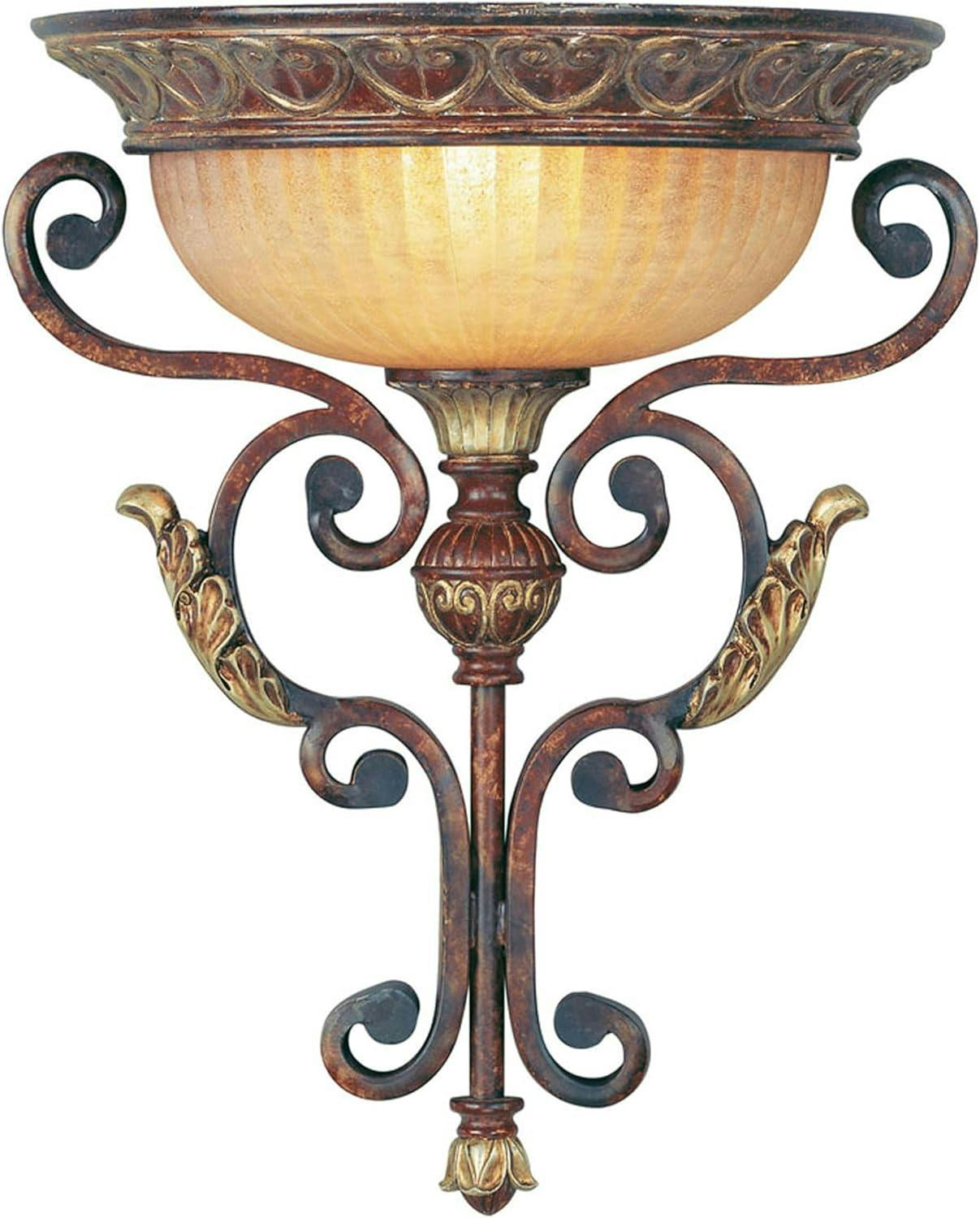 Villa Verona Bronze and Aged Gold Leaf 1-Light Wall Sconce