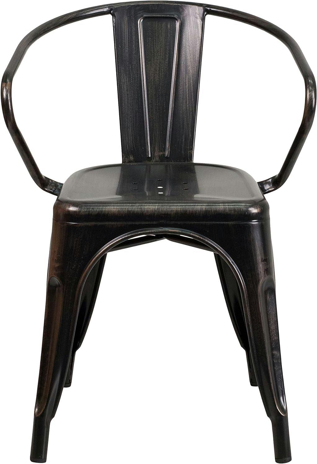 Luna Vintage Black-Antique Gold Steel Stackable Dining Chair