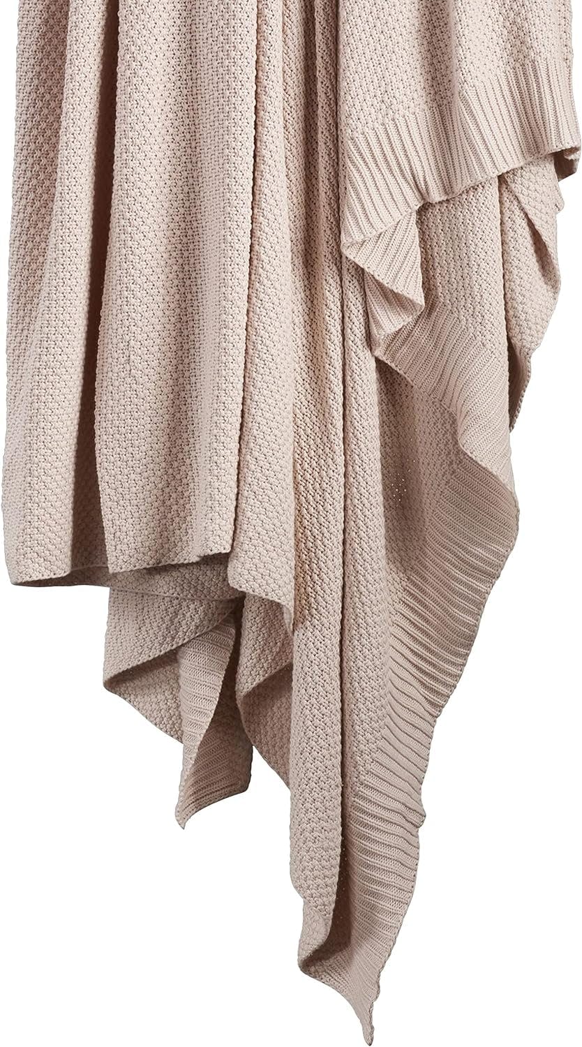 Blush Solid Cotton Knit Luxury Queen Blanket