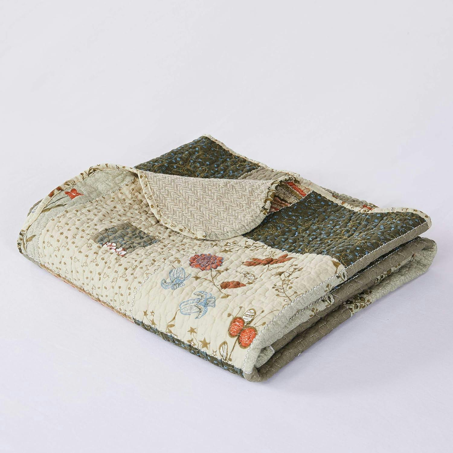 Sedona Modern Reversible Cotton Throw Blanket, 50" x 60", Taupe