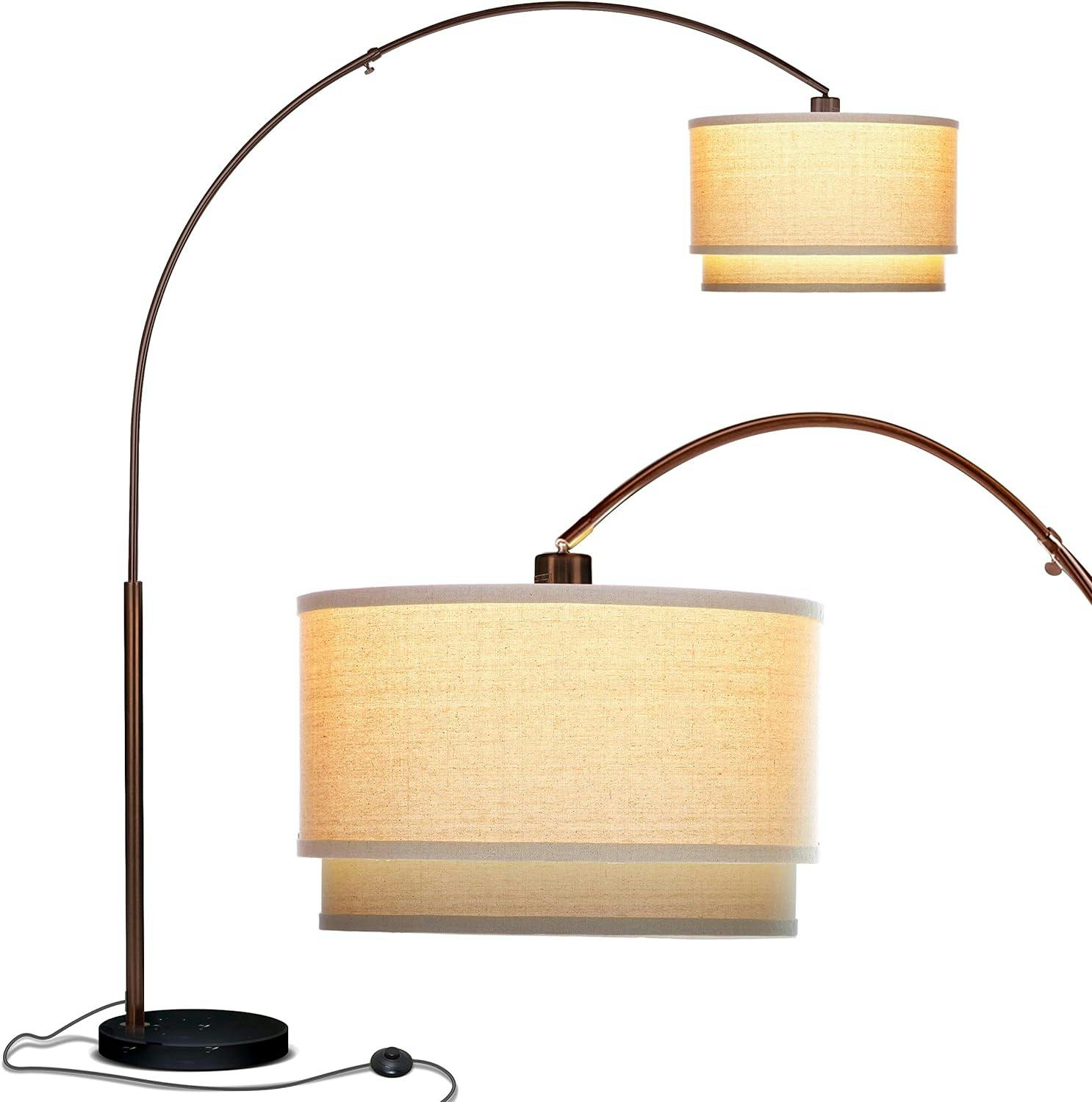 Mason Adjustable Arc Floor Lamp with Bronze Drum Shade