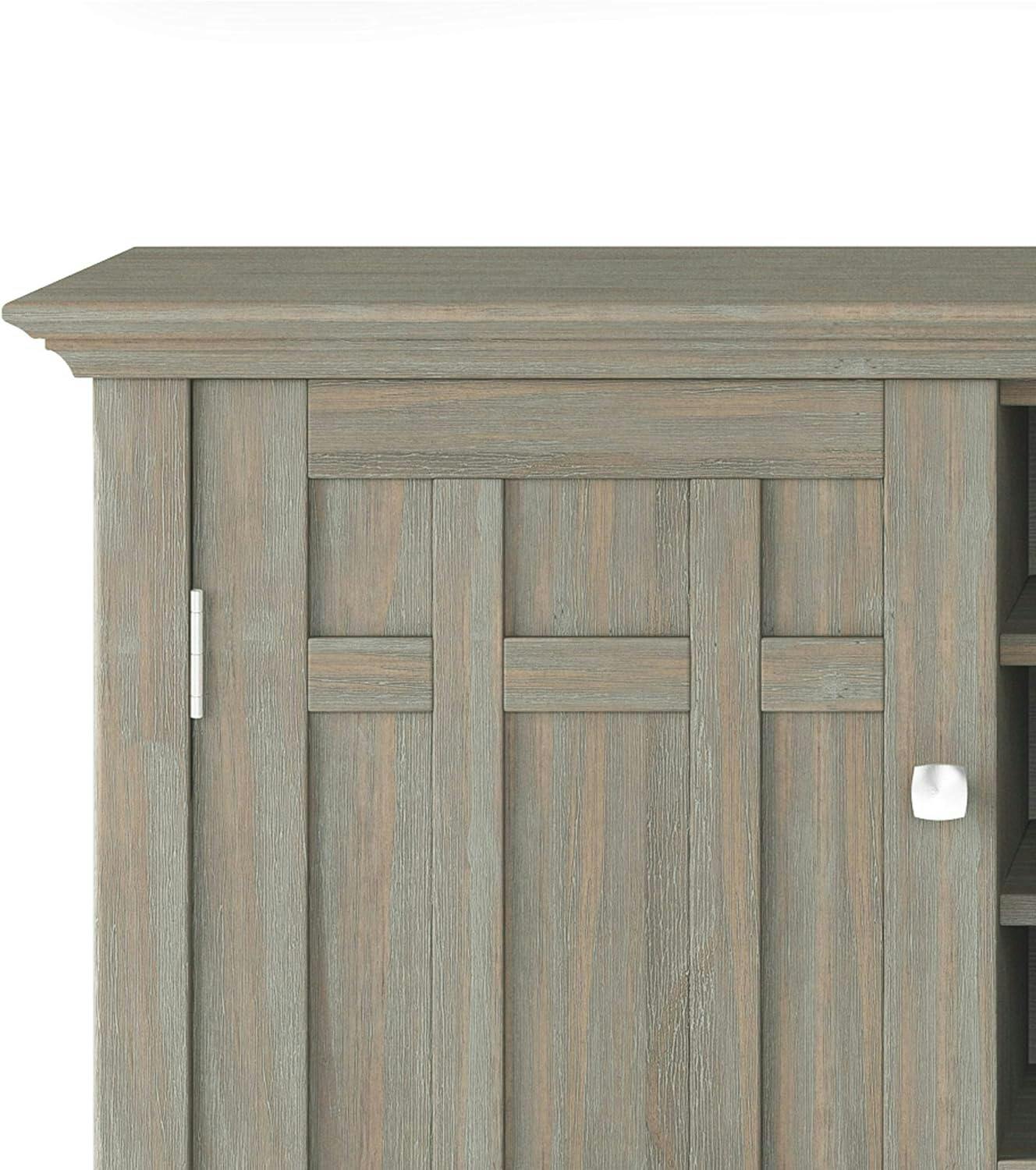 Bedford Transitional 54" Solid Pine Wood Sideboard Buffet and Wine Rack in Distressed Grey