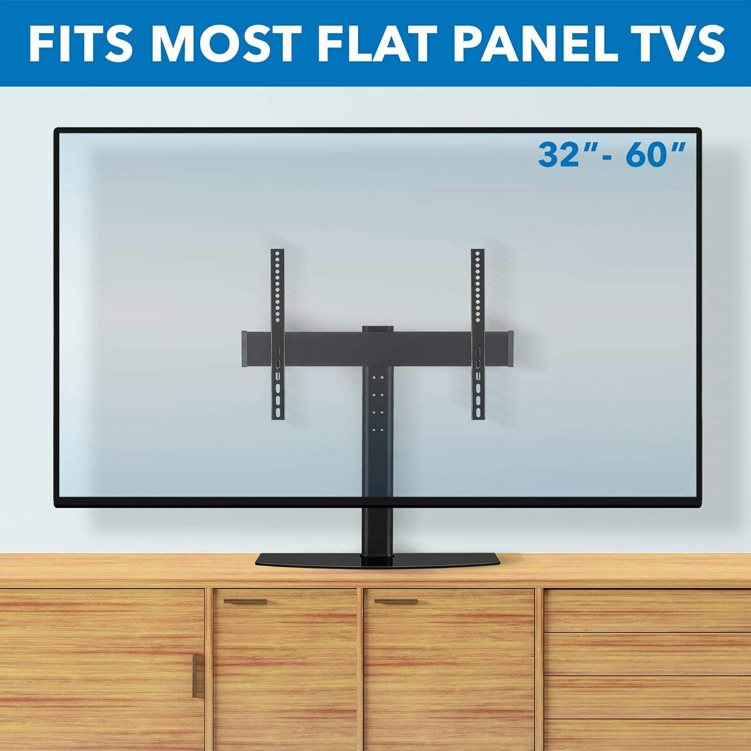 Elevate Black Silk Screen Universal TV Stand with Tempered Glass Shelves
