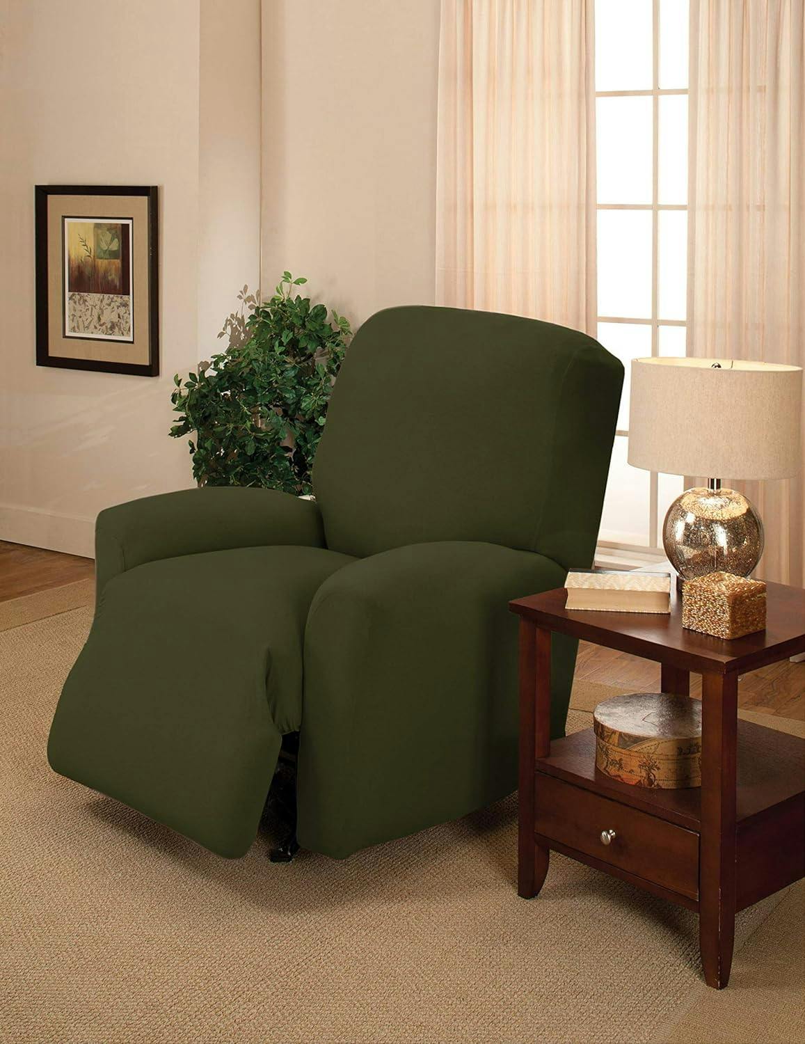 Forest Green Stretch Jersey Large Recliner Slipcover