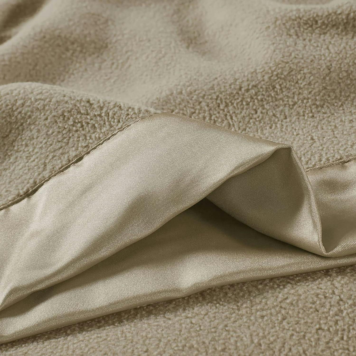 Luxurious Twin-Size Reversible Microfleece Blanket in Natural