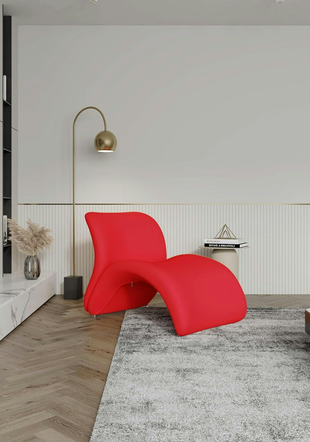 Rosebud Red Geometric Metal Chaise Lounge