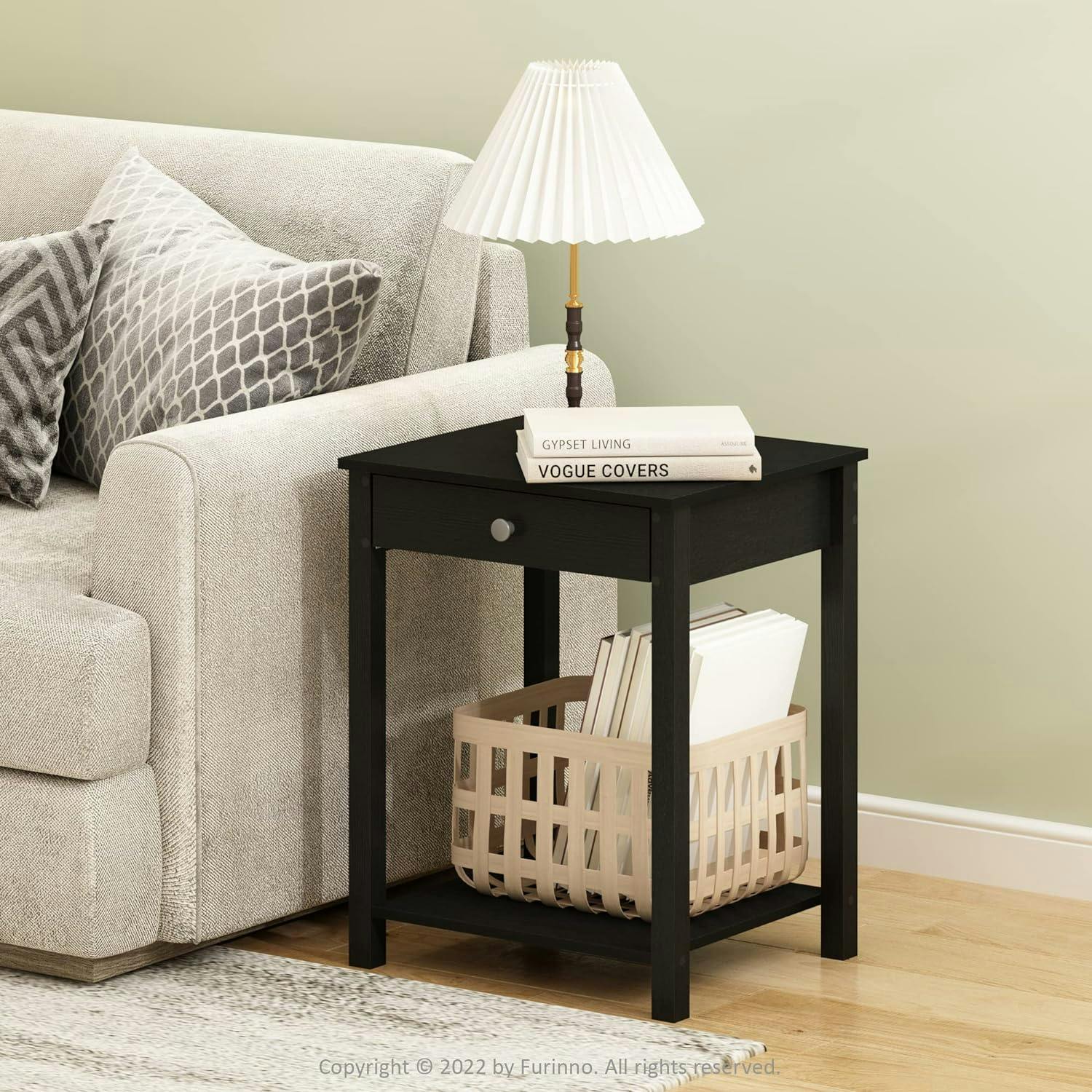 Compact Americana Wood Side Table with Storage Drawer