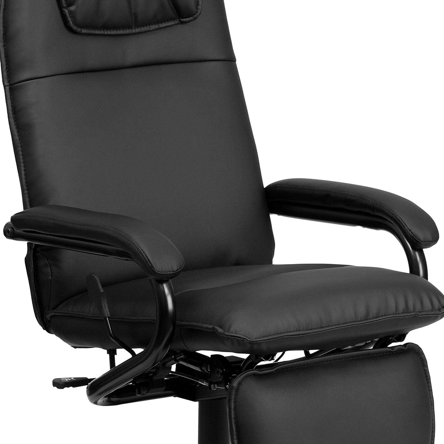 Elegance Executive High Back Swivel Chair with LeatherSoft and Adjustable Footrest, Black