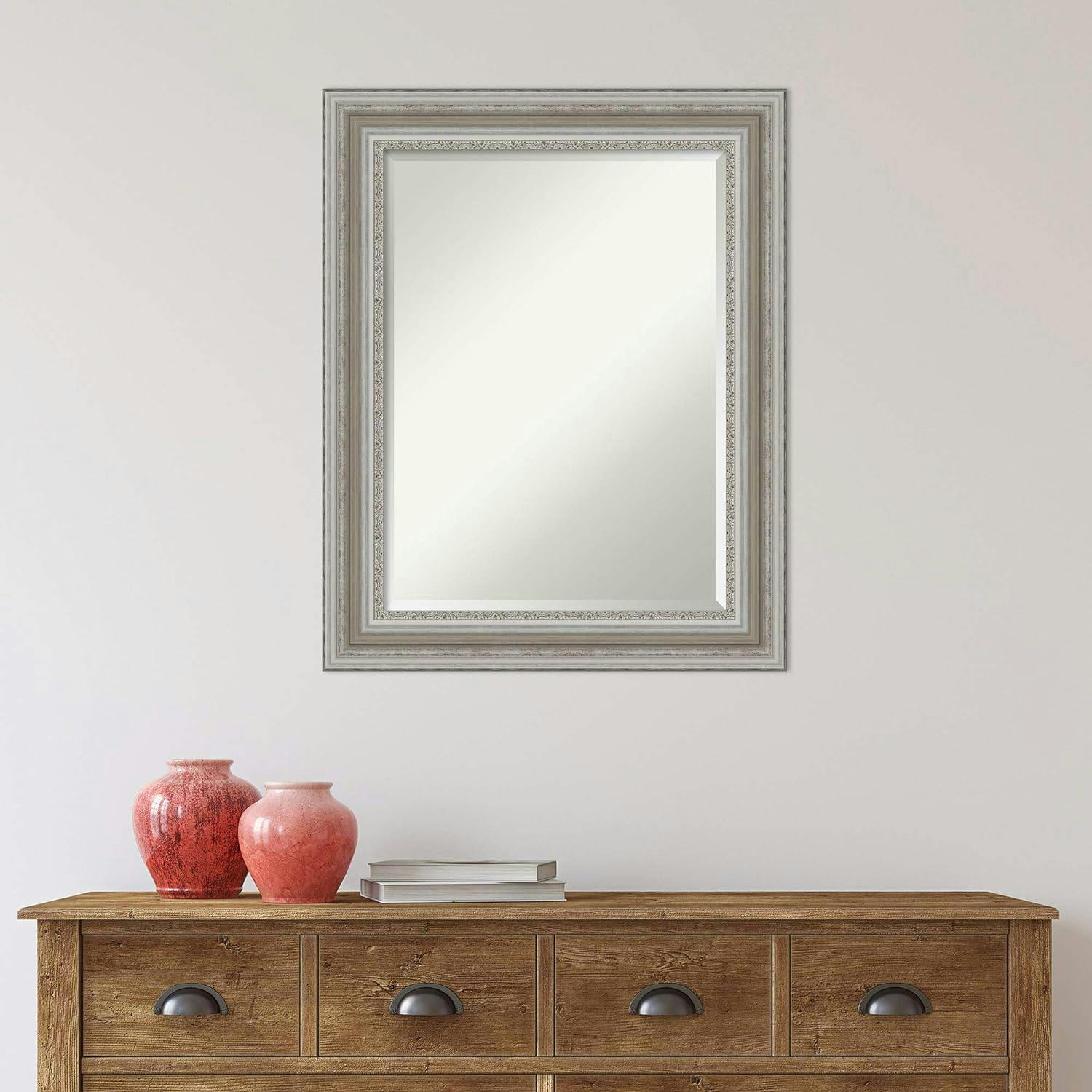 Parlor Silver Rectangular Bathroom Vanity Wall Mirror