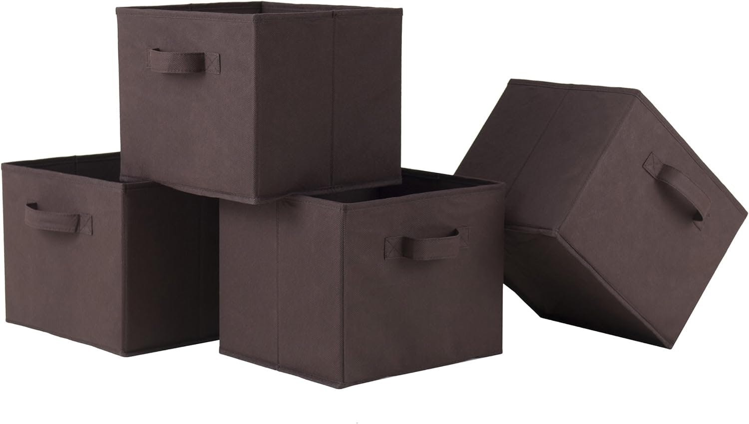 Capri Coastal Foldable Fabric Baskets in Chocolate Brown - Set of 4