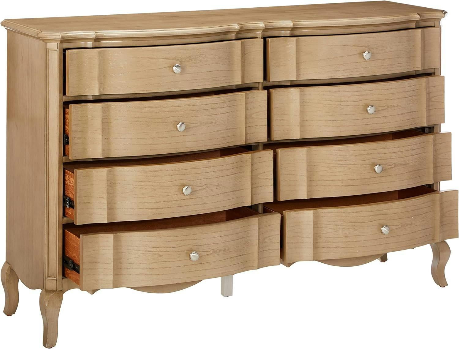 Elegant Antique Taupe Dresser with Dovetail and Felt-Lined Drawers