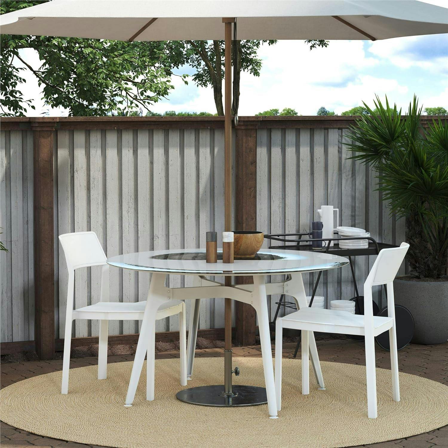 Chandler Modern White Patio Dining Chairs, Indoor/Outdoor, Set of 2