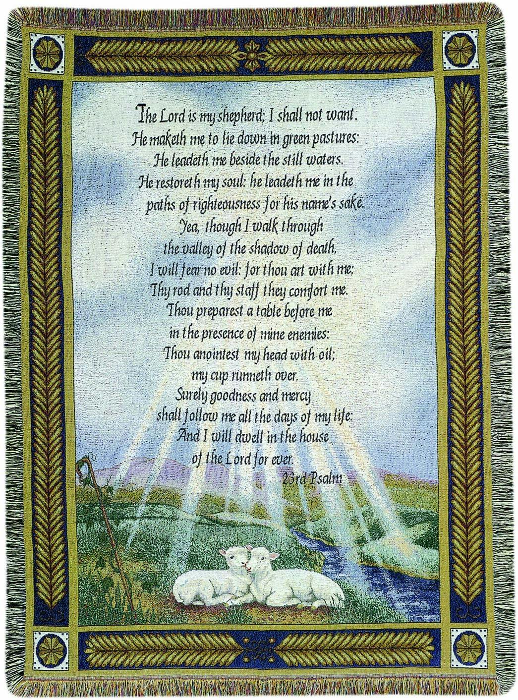 Serene Pastoral 23rd Psalm 50" x 60" Cotton Tapestry Throw