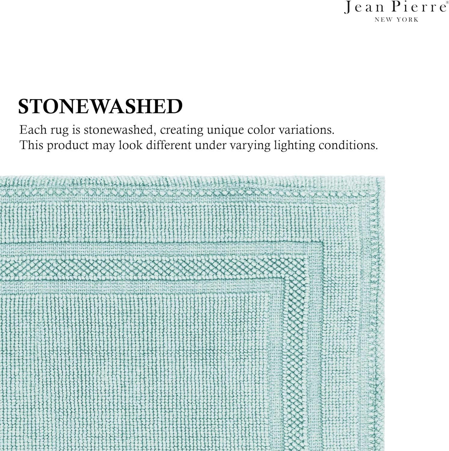 Marine Blue Stonewash Chic Distressed Cotton Bath Mat 17"x24"