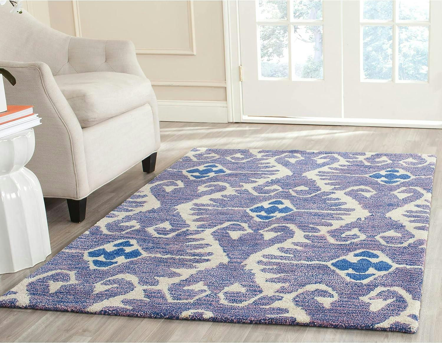 Ivory Square Hand-Tufted Wool Non-Slip Accent Rug 24"