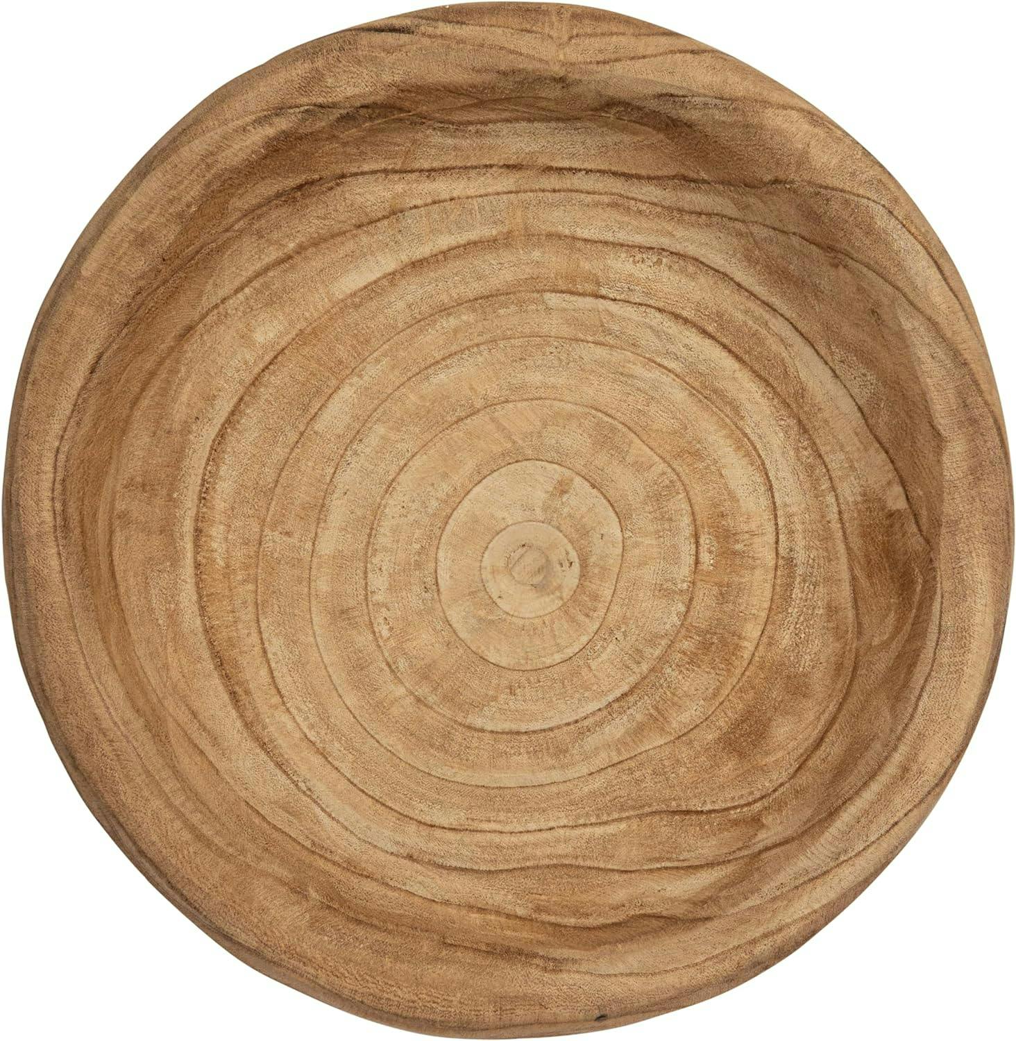 Handcrafted Earthy Paulownia Wood Decorative Bowl Set - 19.8"