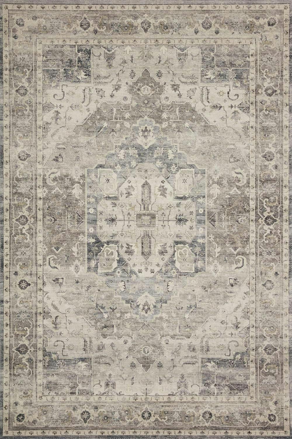 Elegant Ivory Oriental 9' x 12' Easy-Care Synthetic Area Rug