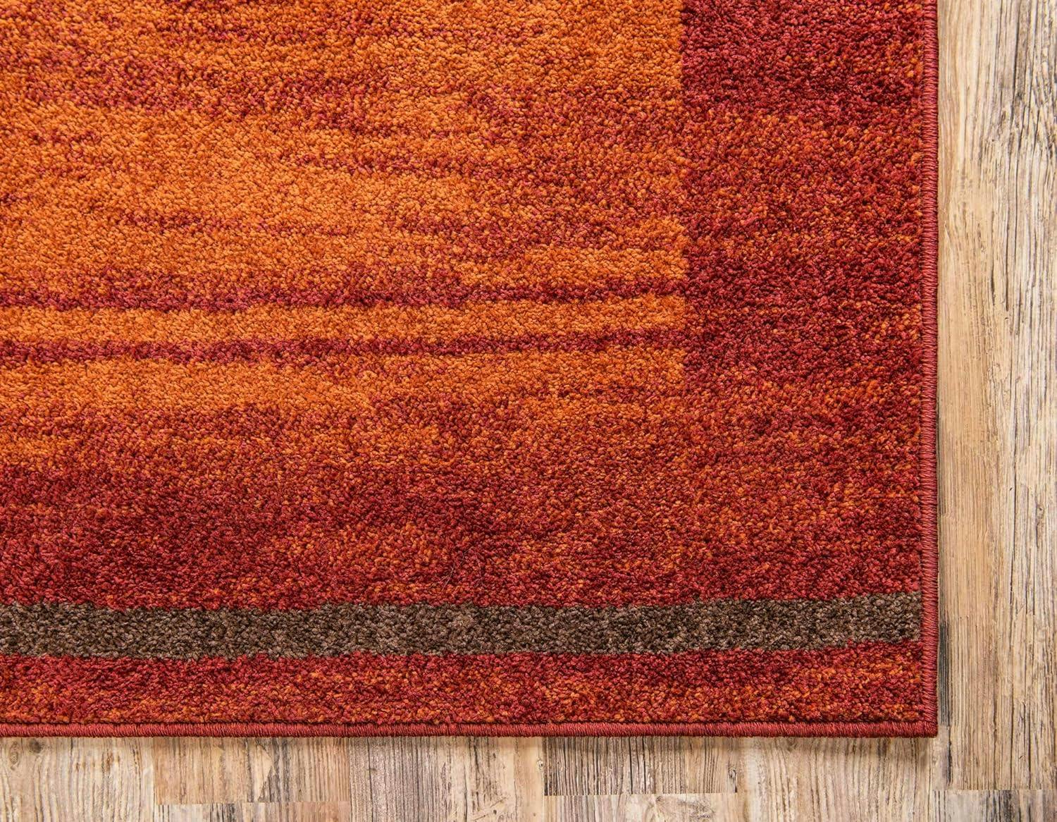 Terracotta Abstract 9' x 12' Easy-Care Synthetic Area Rug
